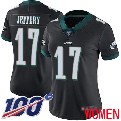 Women Philadelphia Eagles #17 Alshon Jeffery Black Alternate Vapor Untouchable NFL Jersey Limited Player 100th
